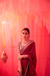 Mulberry Heavy Embroidered Saree